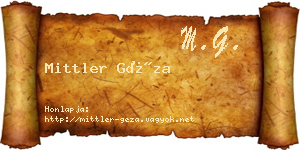 Mittler Géza névjegykártya